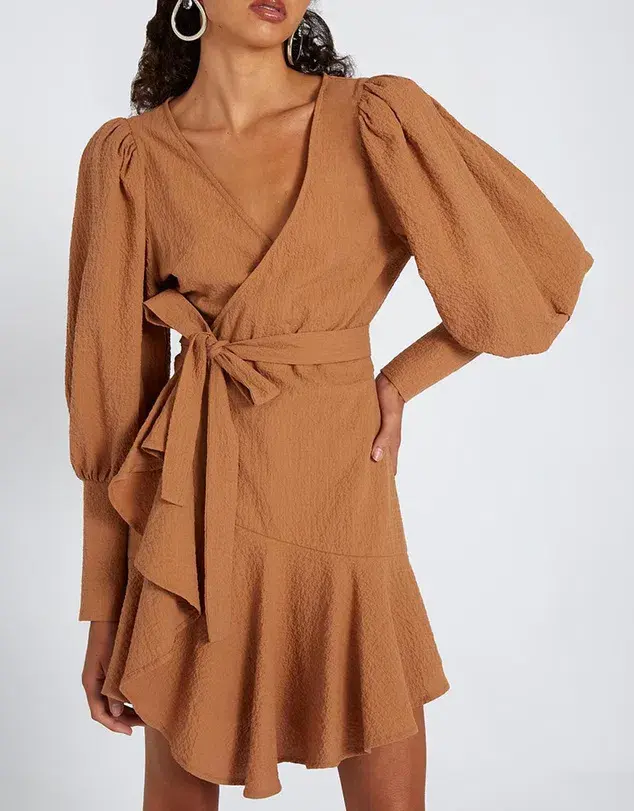 By Johnny Crush Wrap Dress Tan Size 8  - Image 2
