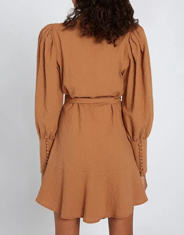 By Johnny Crush Wrap Dress Tan Size 8  - Image 4