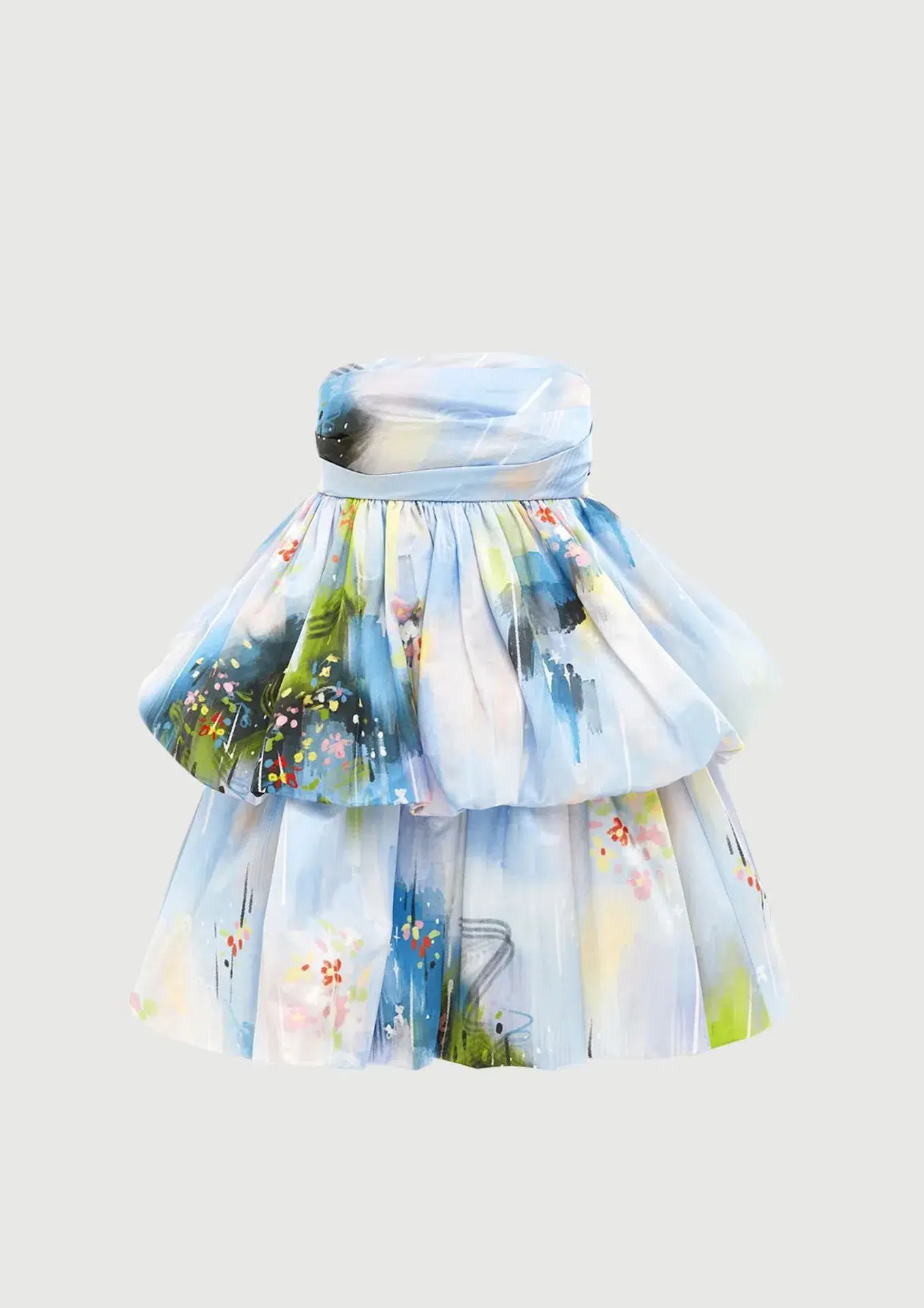 Leo Lin Daphne Strapless Bubble Mini Dress Willow Print Size 8 - Image 3
