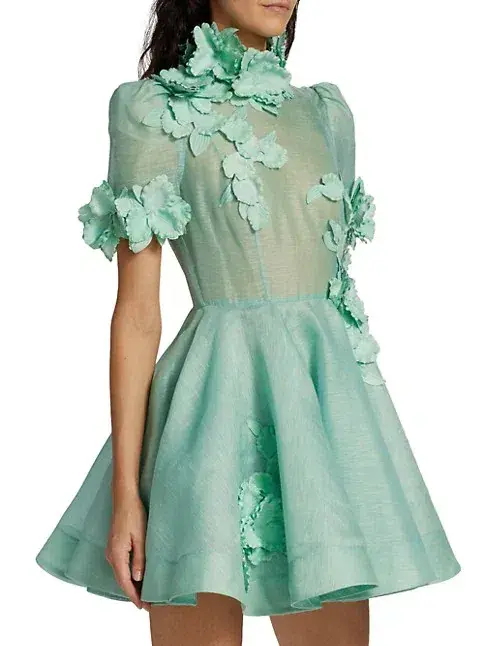 Zimmermann High Tide Lift Off Flower Mini Dress Mint Size 1 /Au 10 for rent on The Volte - main image