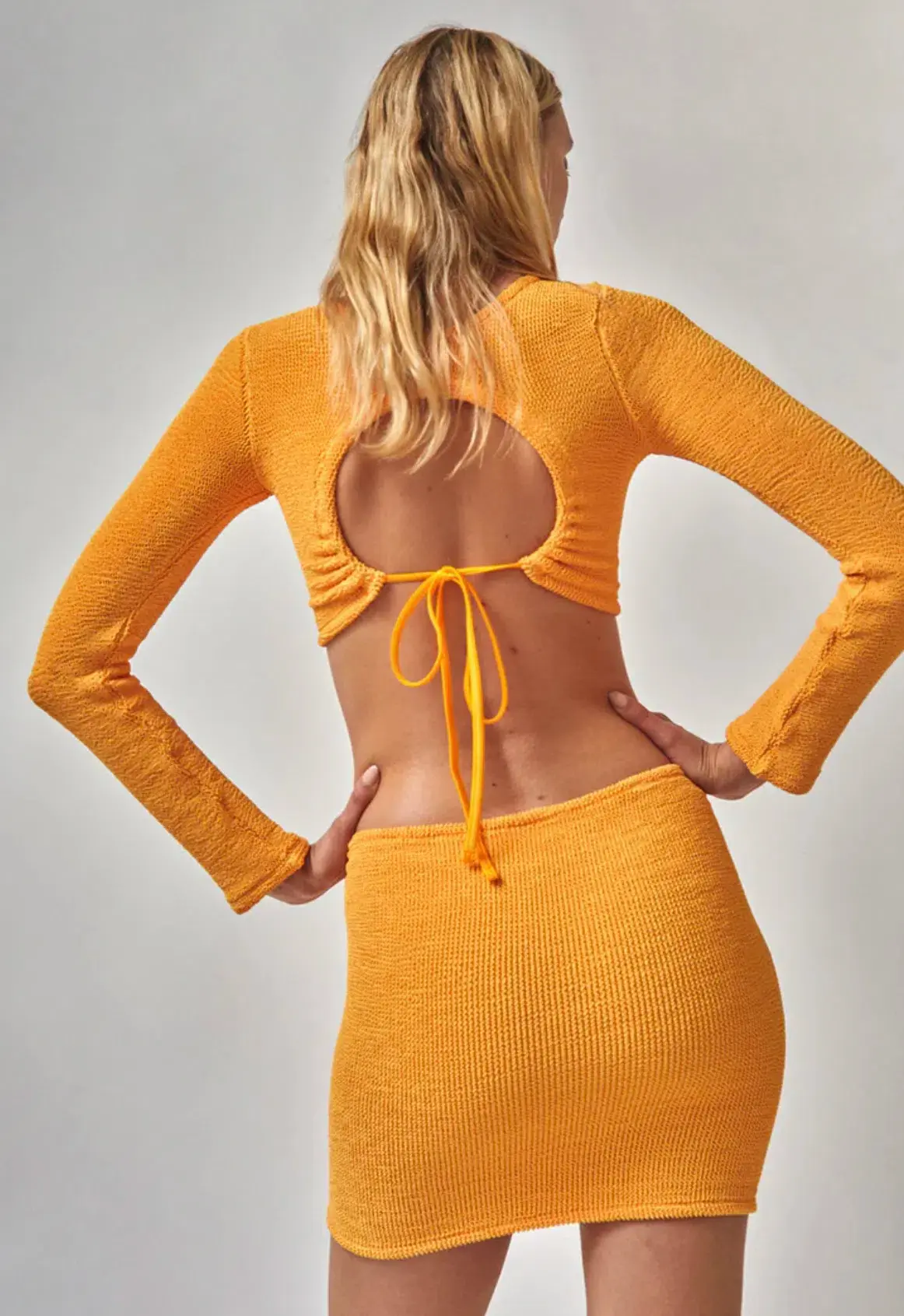Hunza G Celeste Top and Mini Skirt Set Mango Sorbet One Size - Image 3