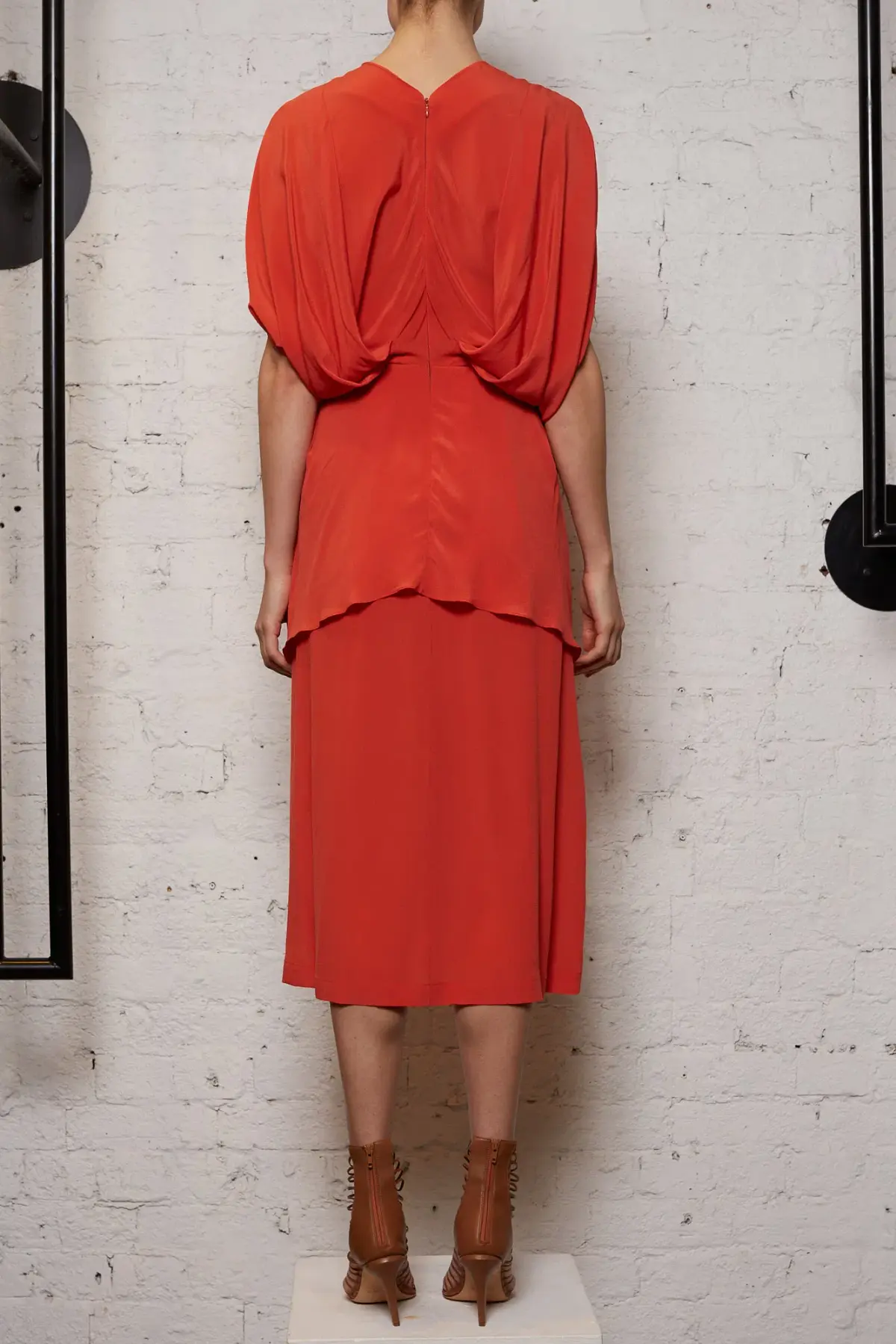 KITX Nature Cape Silk Dress in Melon Size 8 - Image 3