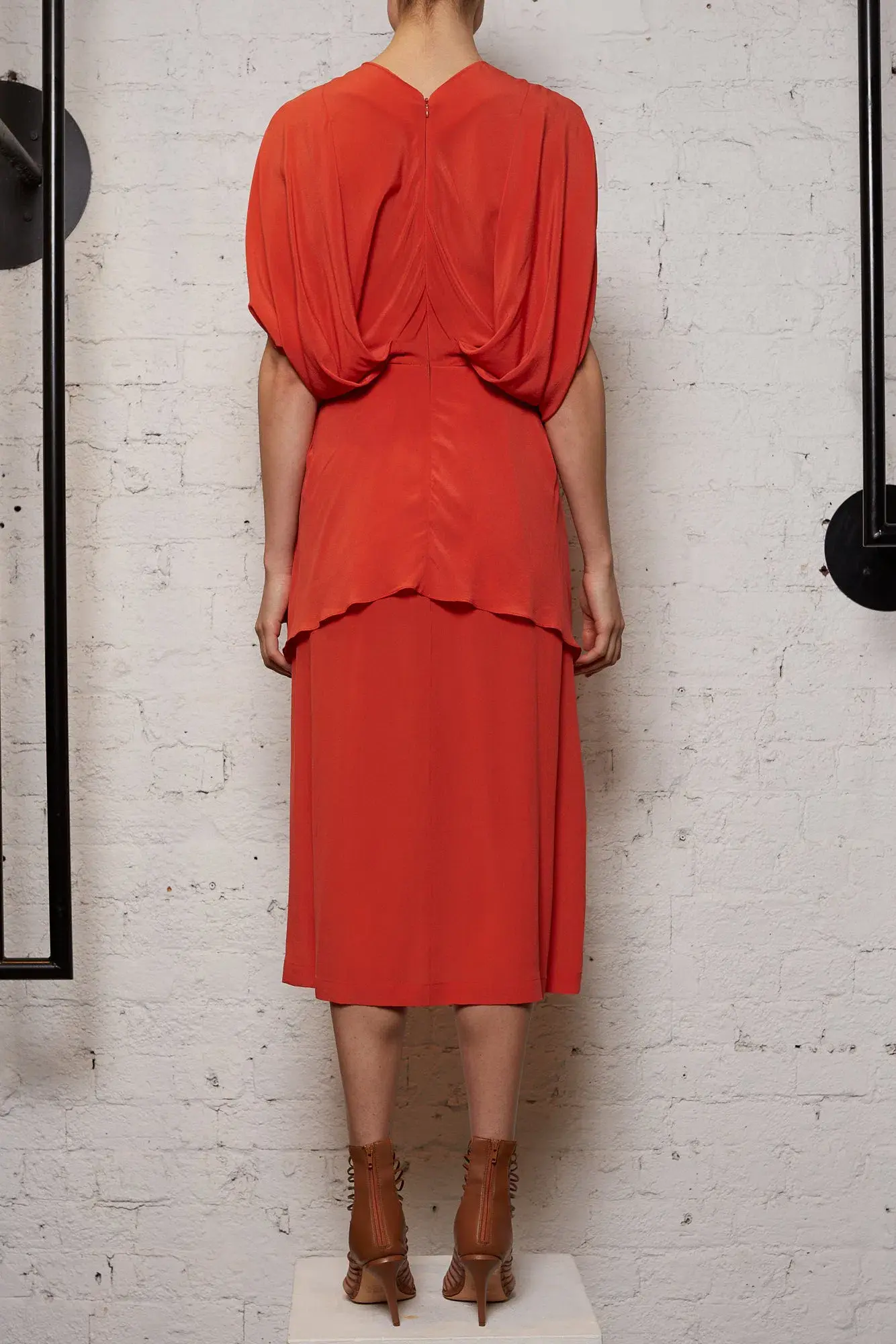 KITX Nature Cape Silk Dress in Melon Size 8 - Image 3