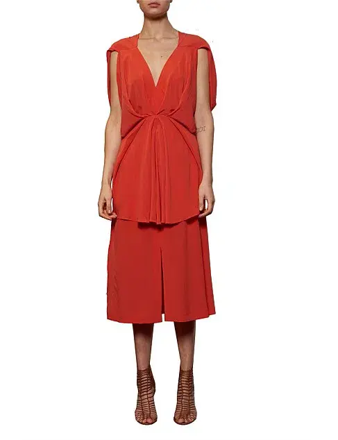 KITX Nature Cape Silk Dress in Melon Size 8 - Image 1