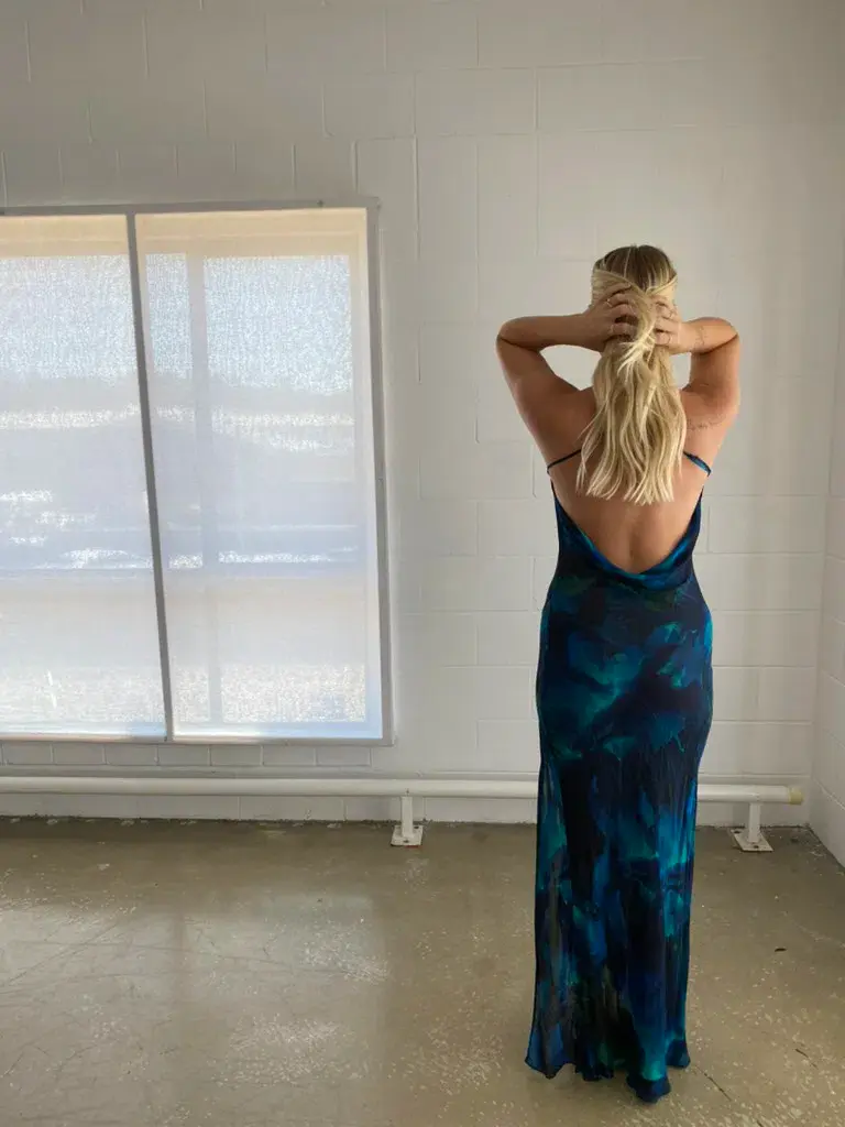 Rat & Boa Rafinha Maxi Dress Blue & Black Print Size M/Au 10 for rent on The Volte - main image