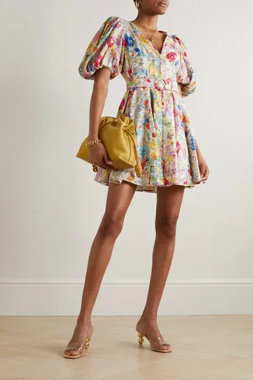 Zimmermann The Clover Panelled Mini Dress in Spliced Multi Floral Size 2 / Au 12 - Image 1