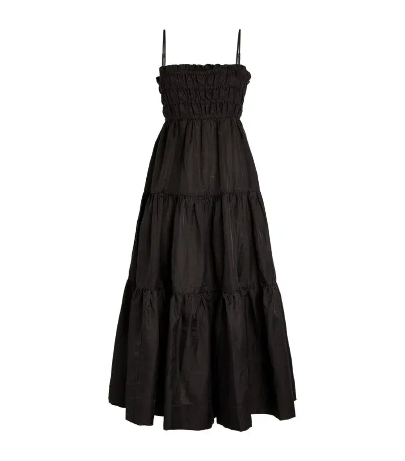 Shona Joy Bruna Linen Midi Black Size 8 - Image 5
