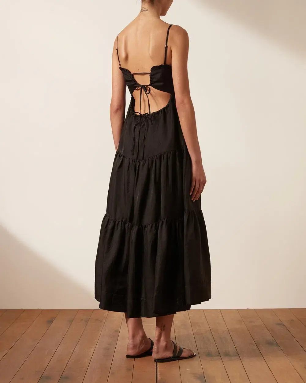Shona Joy Bruna Linen Midi Black Size 8 - Image 3