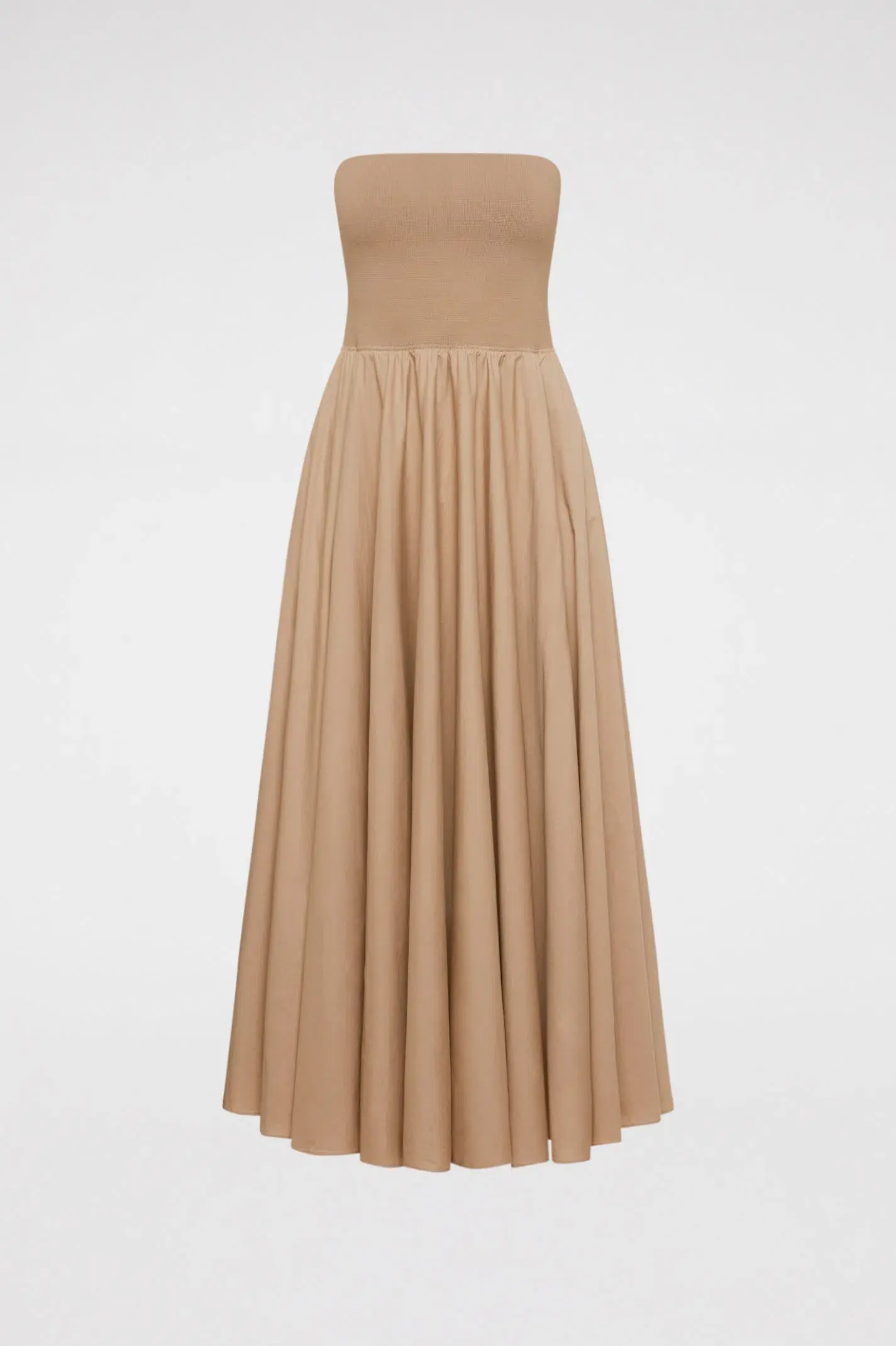 Scanlan Theodore Crepe Knit Cotton Strapless Dress Nude Size 6 - Image 3