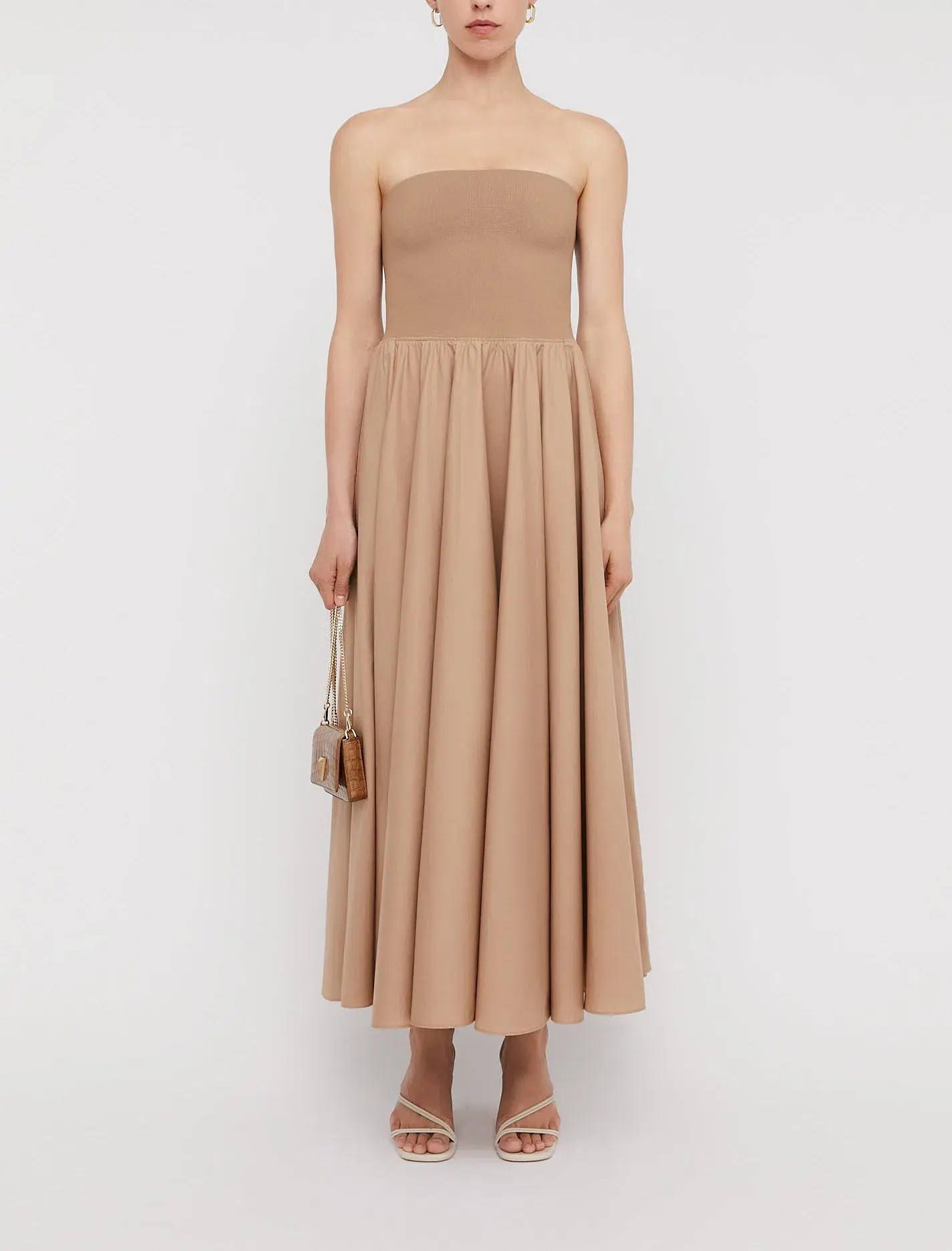 Scanlan Theodore Crepe Knit Cotton Strapless Dress Nude Size 6 - Image 1