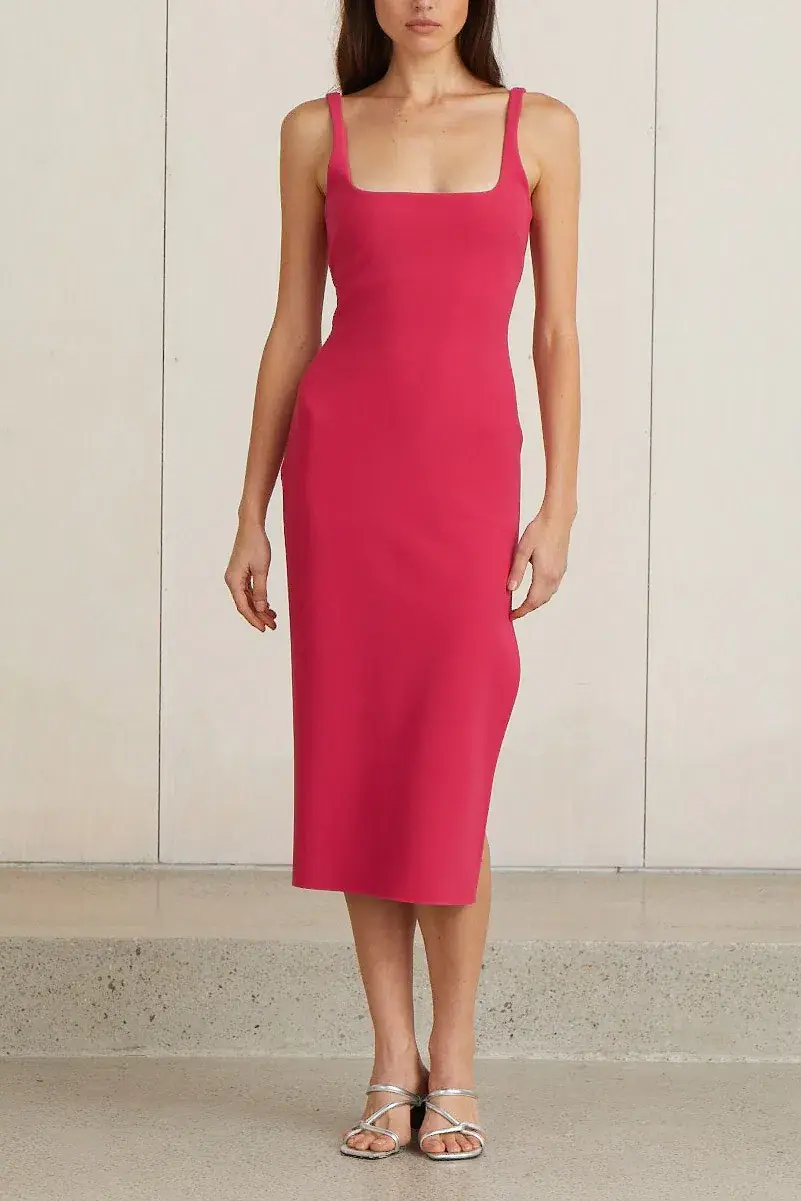 Bec & Bridge Valentine Midi Dress Pink Size 6 - Image 1