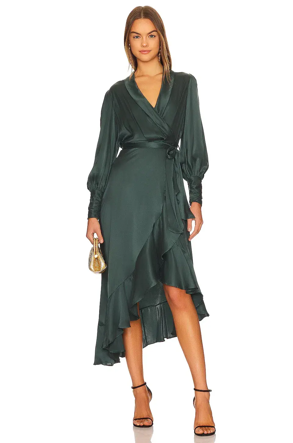 Zimmermann Silk Wrap Midi Dress Green Size 0 / Au 8 - Image 1
