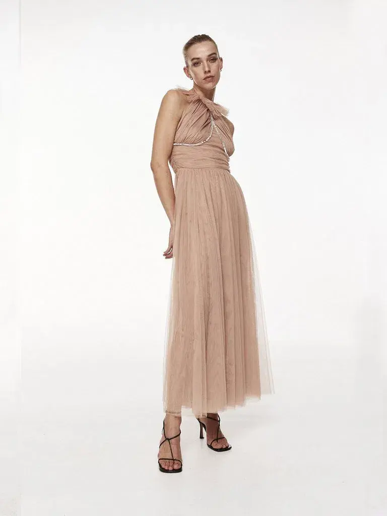 Rachel Gilbert Lou Dress Midi Nude Size 0/Au 6 - Image 3