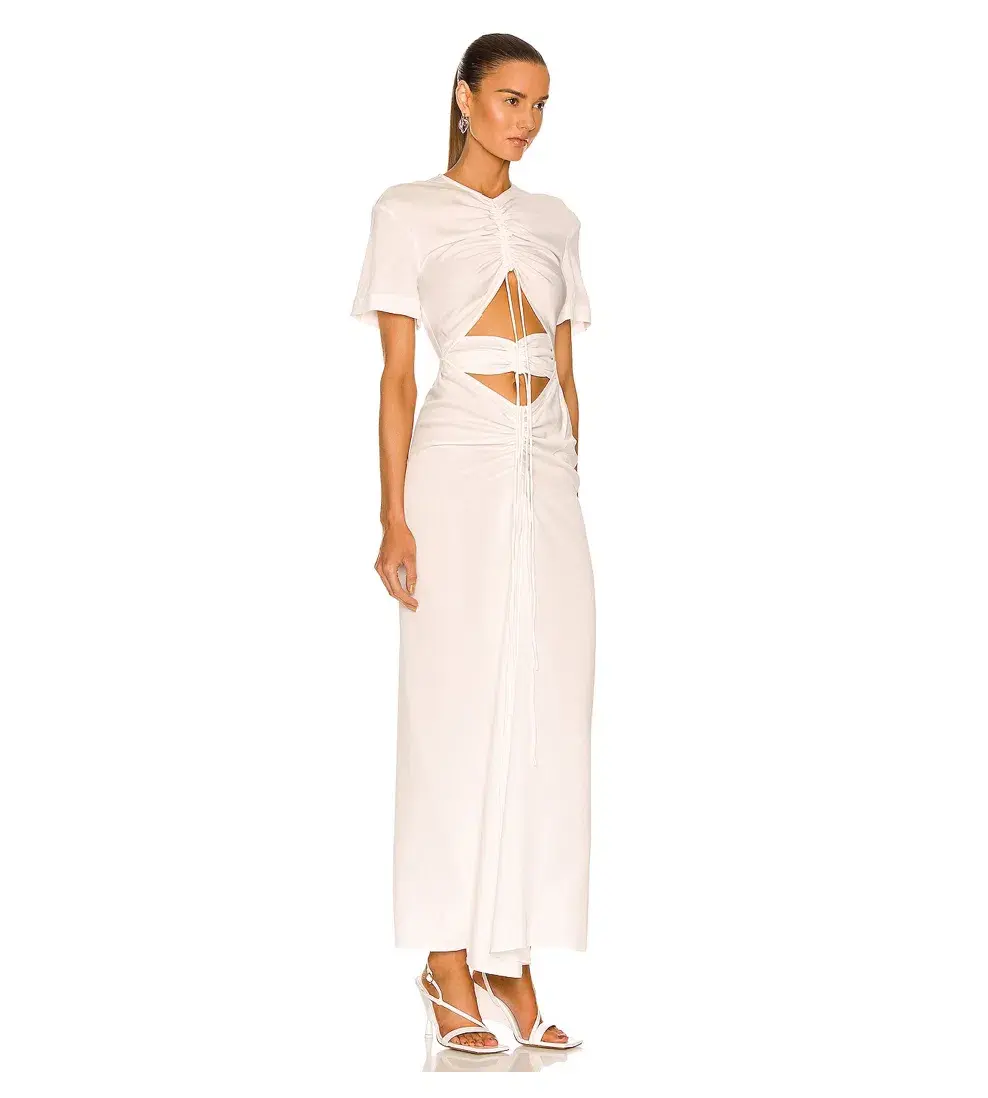 Christopher Esber Ruched Multi Panel Tee Dress in White Size 6 / XS - Image 2