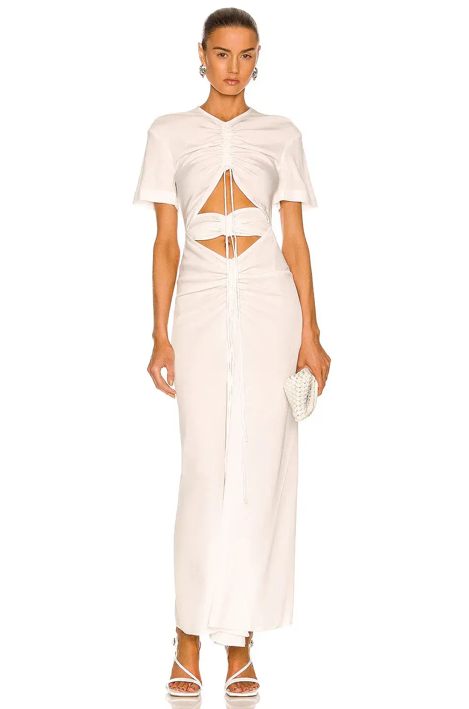 Christopher Esber Ruched Multi Panel Tee Dress in White Size 6 / XS - Image 1