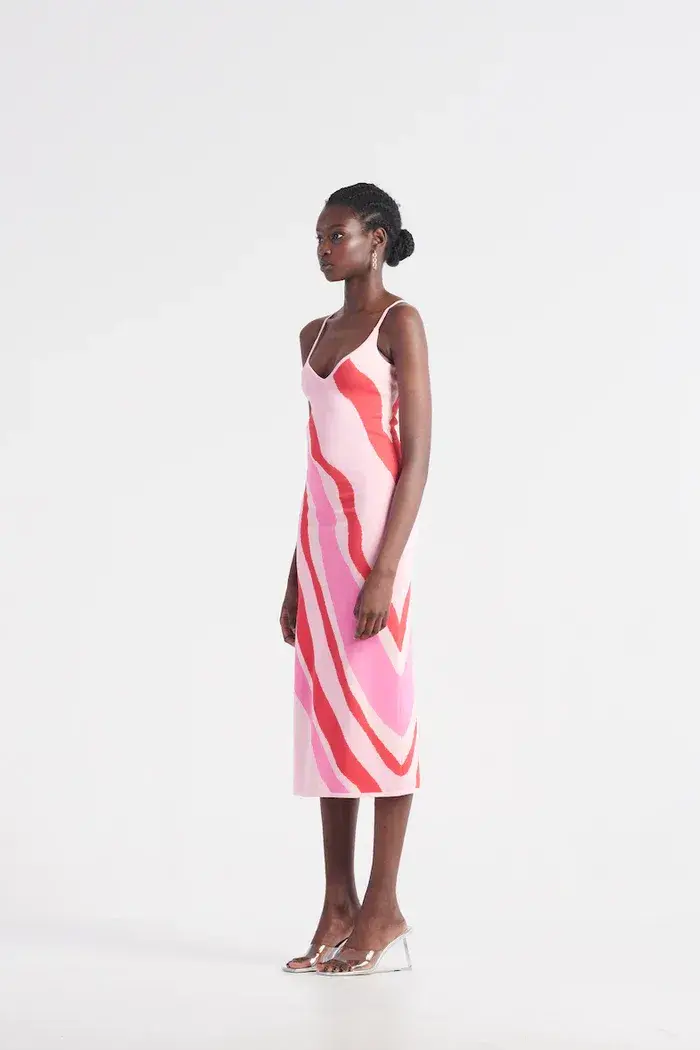 St Cloud Margarita Wave Knit Midi Dress Pink Size XS / Au 6 - Image 2