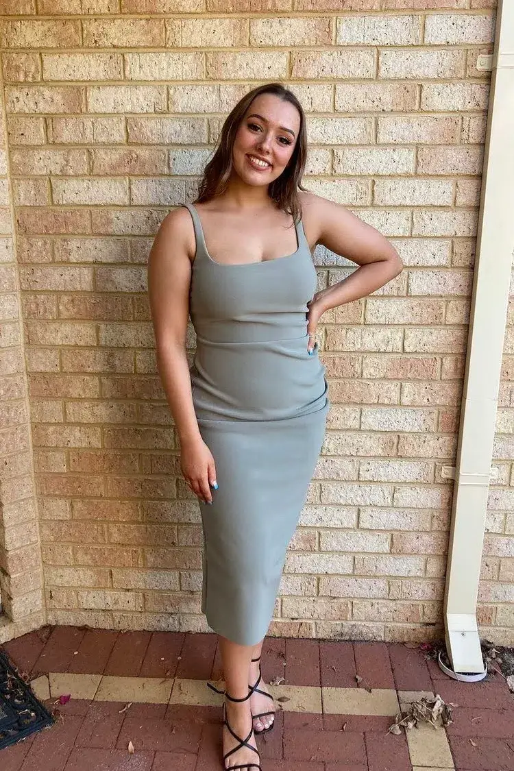 Bec & Bridge Be Mine Square Neck Midi Dress Sage Size 8 / S - Image 6