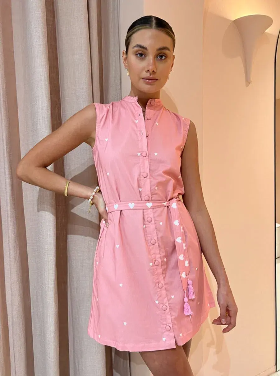 Ambra Maddalena Piper Mini Dress in Pink Hearts Size 10 - Image 2