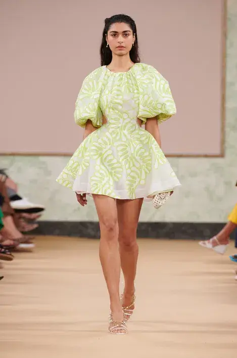Aje Botanical Applique Mini Dress Ivory/Citrus Yellow Size 10 / M - Image 3