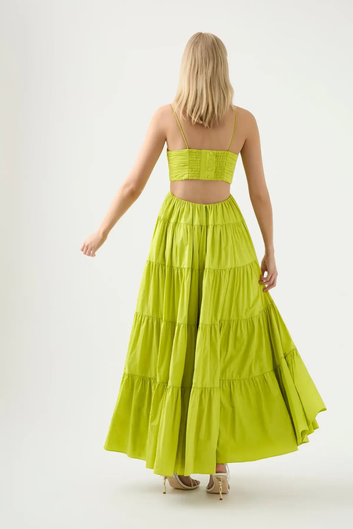 Aje Sartre Tiered Maxi Dress Green Size 8 / S - Image 3