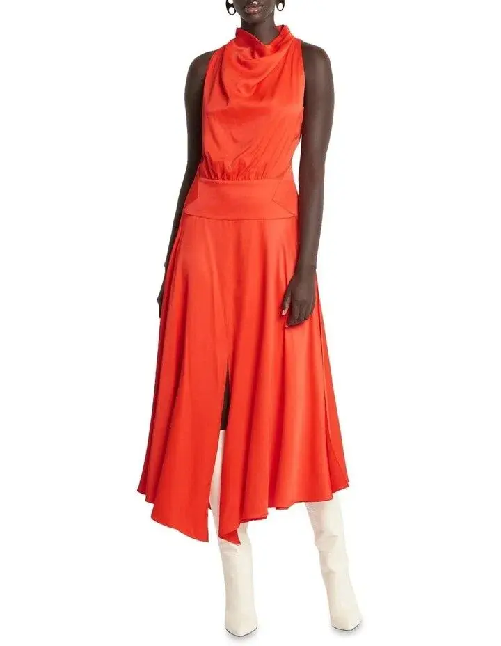 Sass & Bide Past Lives Cowl Neck Midi Dress Orange Size 10 - Image 1