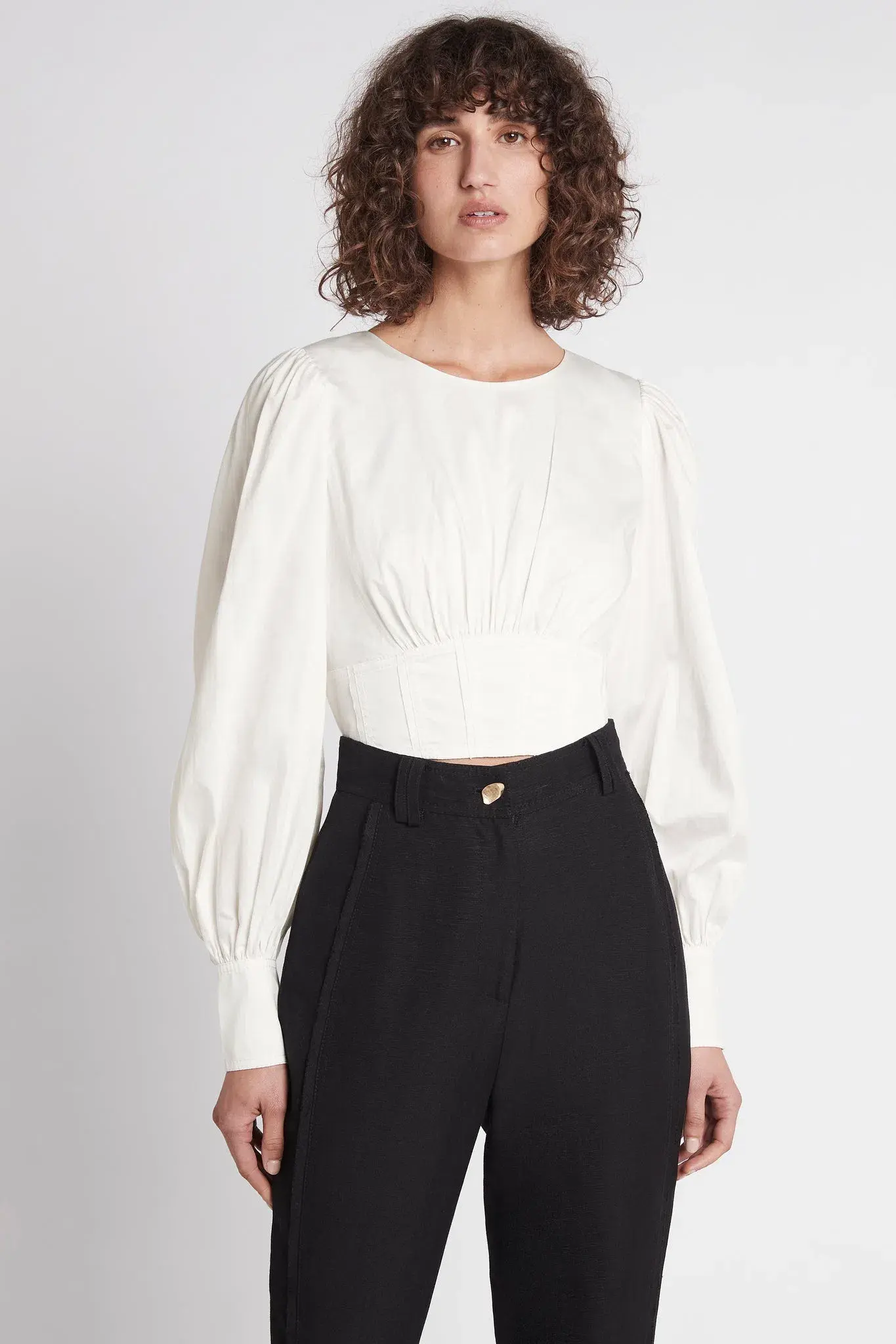 Aje Poised Lace Up Cropped Top Ivory Size 12 / L - Image 2