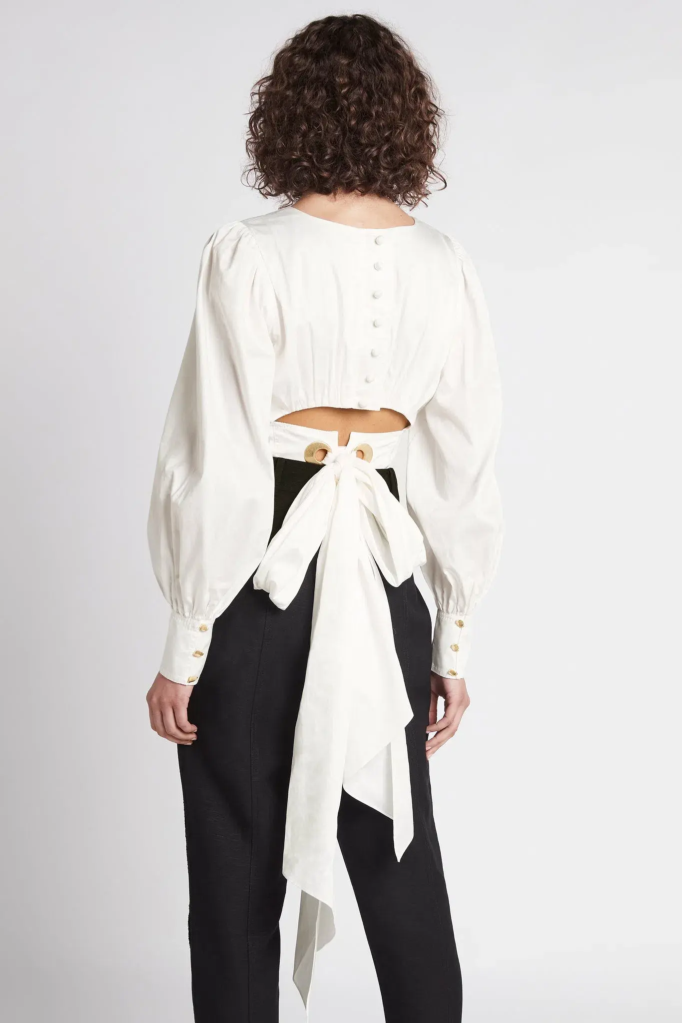 Aje Poised Lace Up Cropped Top Ivory Size 12 / L - Image 5