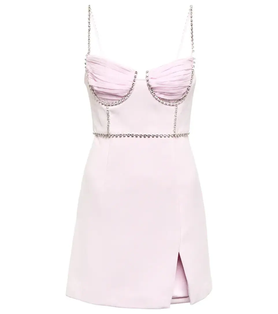 Self Portrait Chiffon and Crepe Mini Dress Pink Size 10 for rent on The Volte - main image