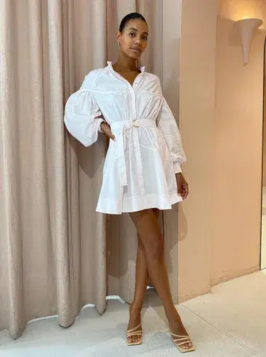 Acler Marquis Mini Dress Shell Pink Size AU 12 for rent on The Volte - main image