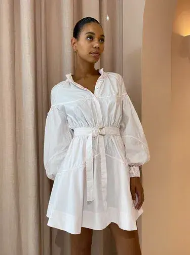 Acler Marquis Mini Dress Shell Pink Size AU 12 for rent on The Volte - main image