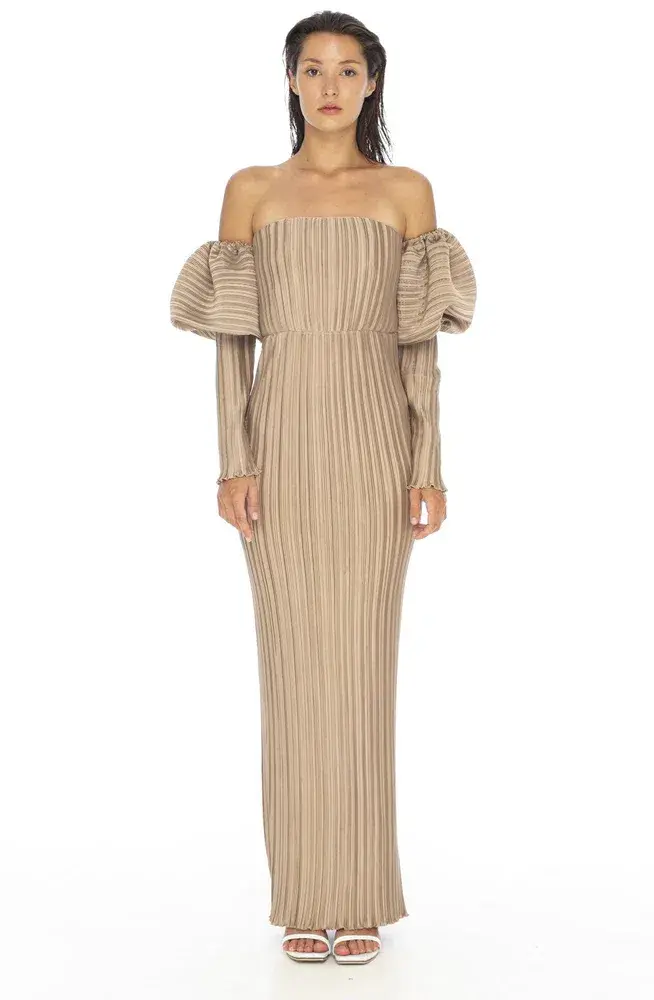 L'Idee Sirene Dress Beige Size 8 - Image 1