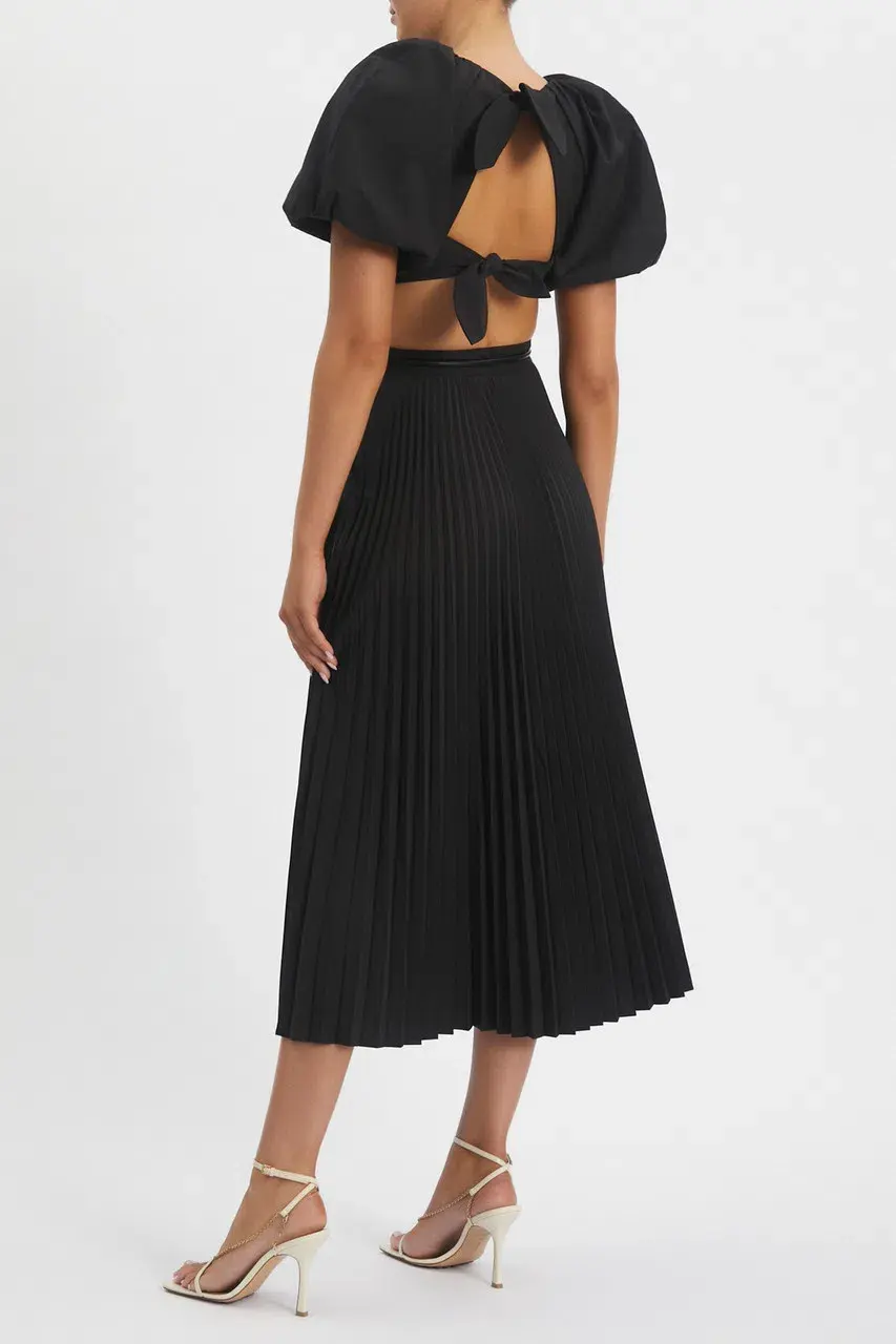 Rebecca Vallance Magdalena Puff Sleeve Midi Dress Black Size 8  - Image 3
