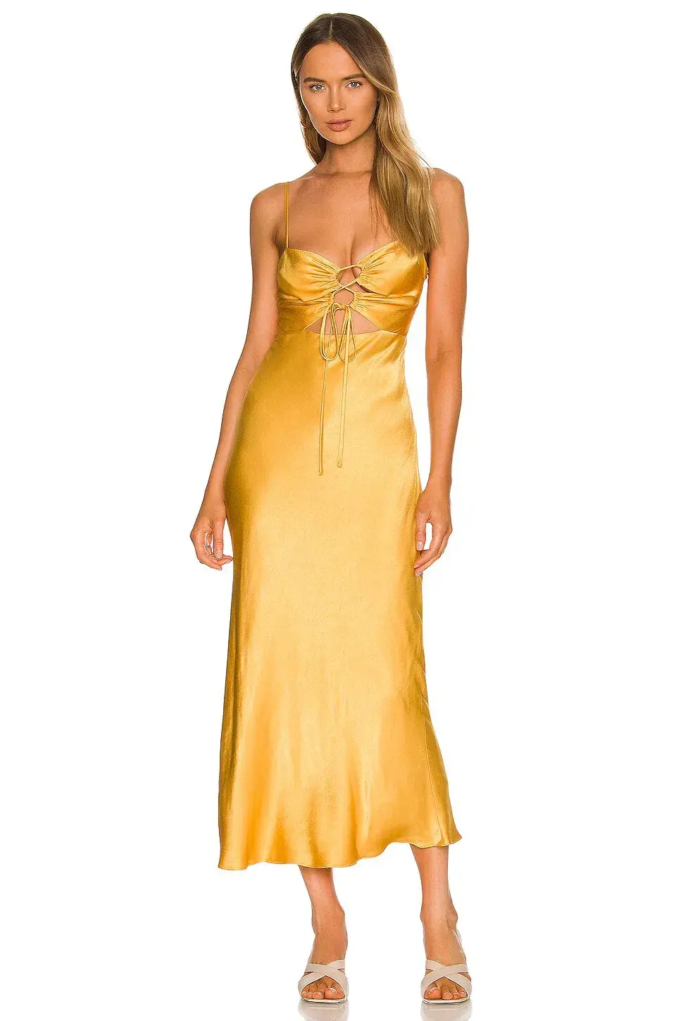 Shona Joy Alma Lace Up Midi Saffron  - Image 1