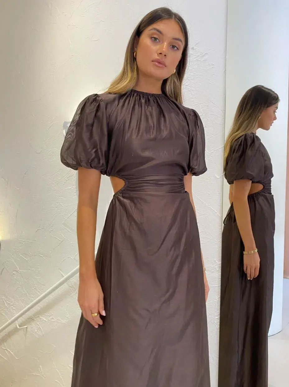 Sir The Label Anje Puff Sleeve Gown  Chocolate Size 3/Au 12  - Image 2