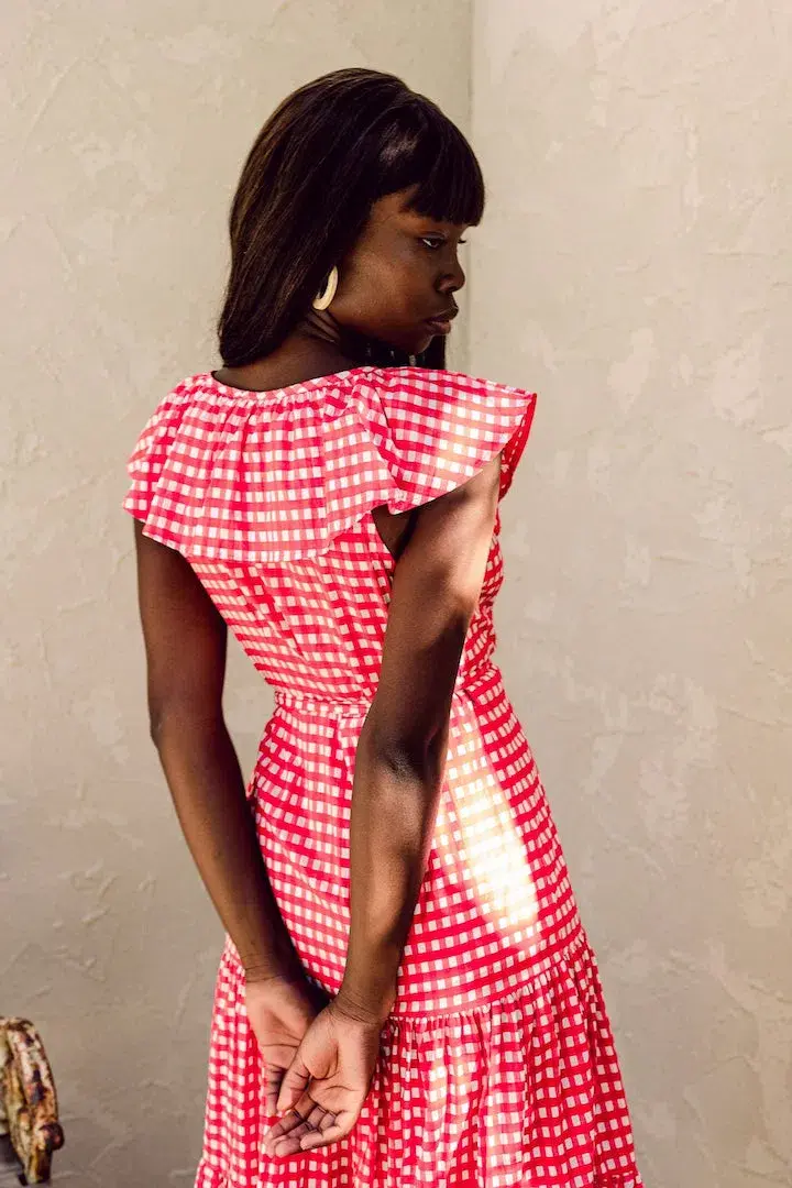 Bird and Kite Juni Wrap Dress Calypso Gingham Size XL / Au 14 - Image 4