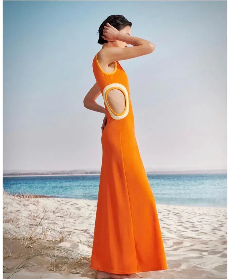 Christopher Esber Fran Verner Bind Tank Dress Orange Size 12  - Image 3