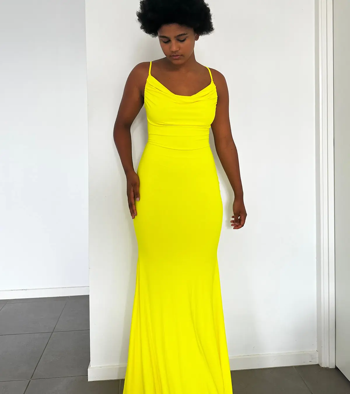 Gossip Gowns Ashleigh Floor Length Lemon Yellow Size 6 - Image 1