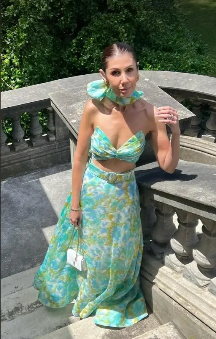 Zimmermann High Tide Twist Crop Bodice & Maxi Skirt Set Aqua Ikat Floral  Size 0P/ AU 6 - Image 3