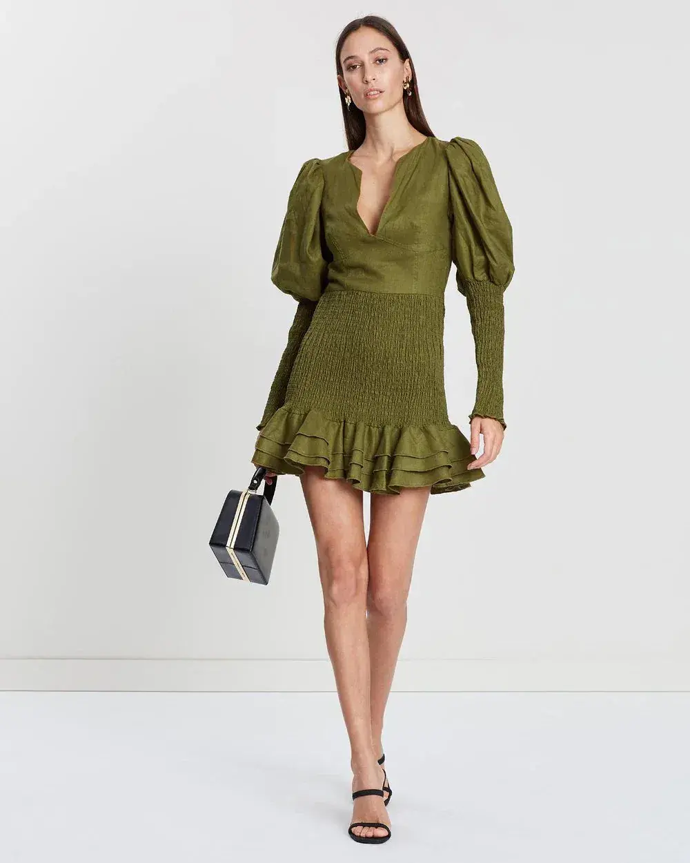 Joslin Studio Morgan Linen Mini Dress Camo Size 10 - Image 1