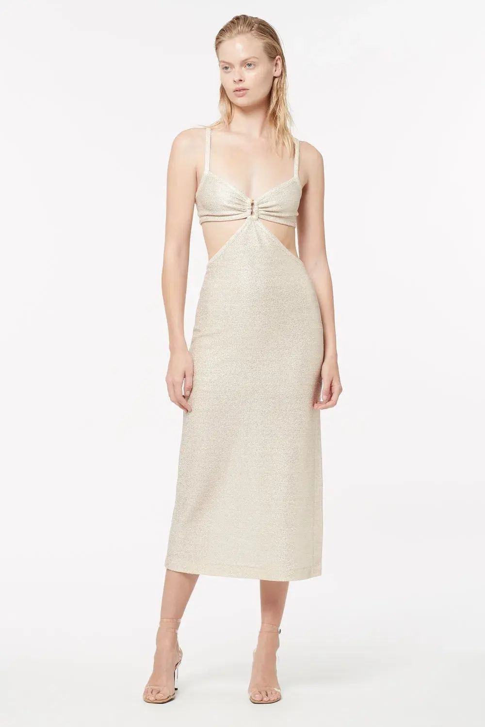 Manning Cartell Total Eclipse Cut Out Dress Soft Gold Size 12 - Image 1