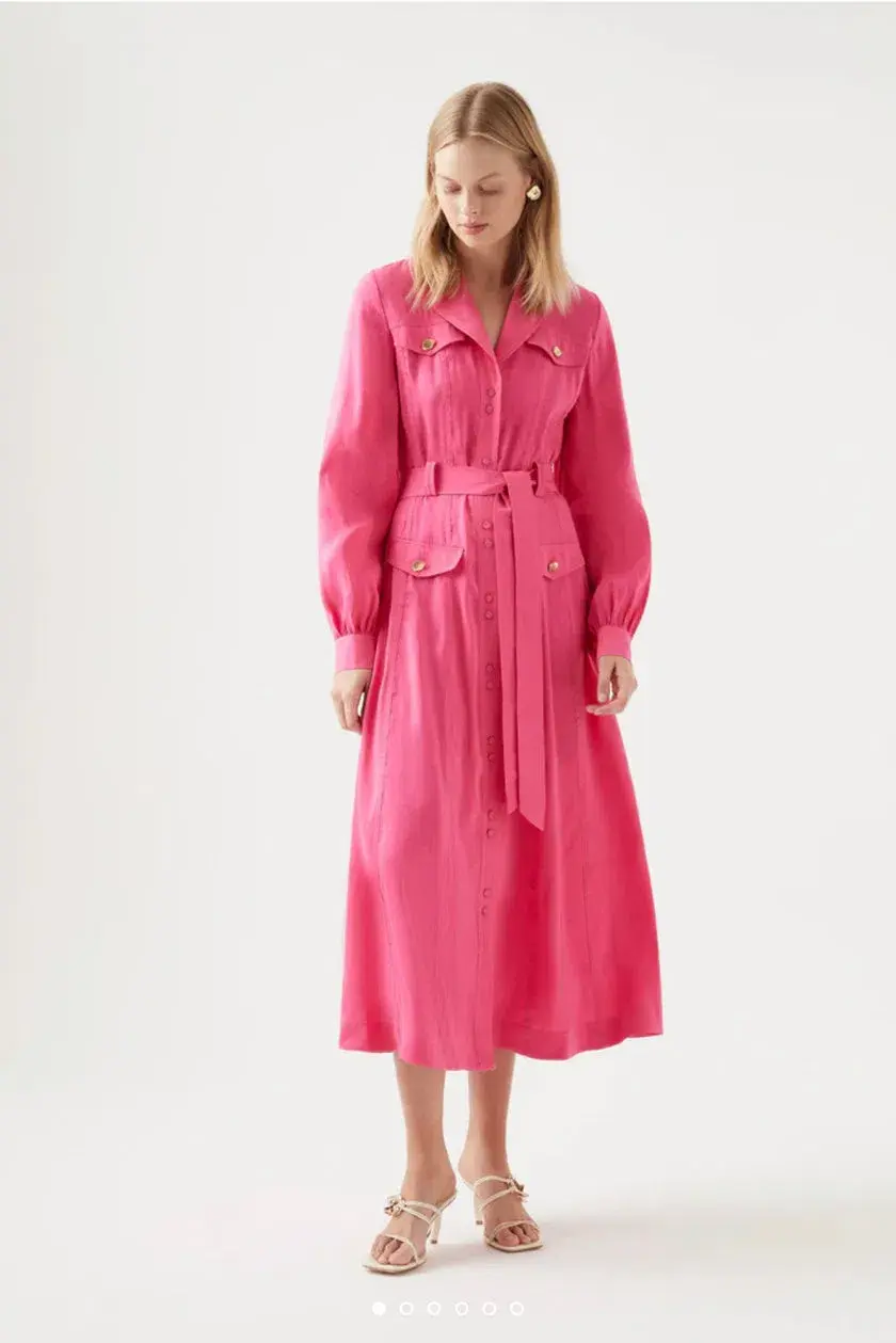 AJE Sophie Shirt Midi Dress Berry Size 10 - Image 1