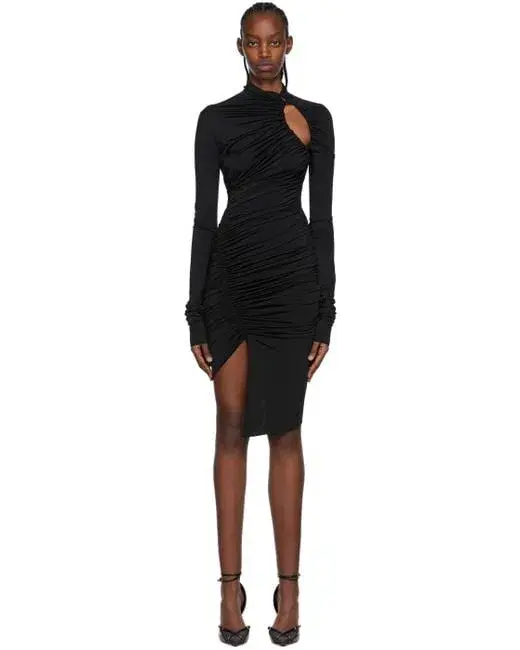 Mugler Swirling Mini Dress Black Size 6 - Image 1