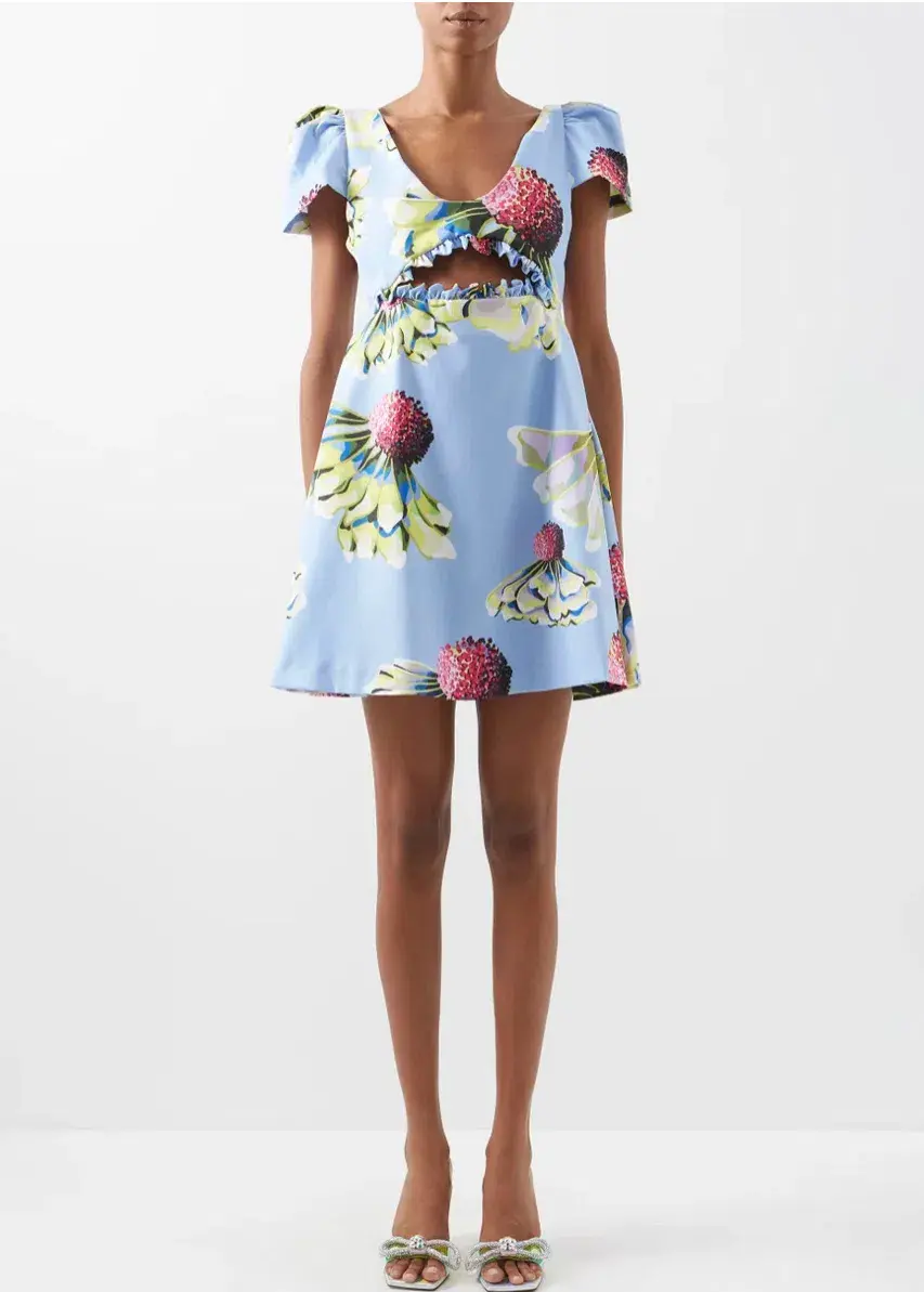 Kika Vargas Judith Tafffeta Dress Floral Print Size XS / AU 6  - Image 1