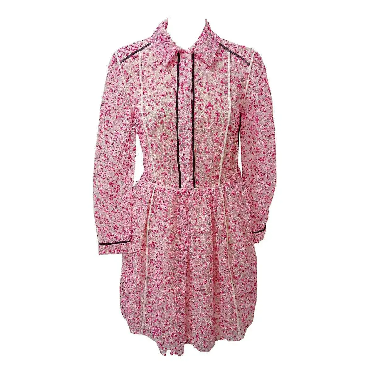 Fendi Embroidered Flower Dress Pink Size IT 40/AU 8 - Image 3