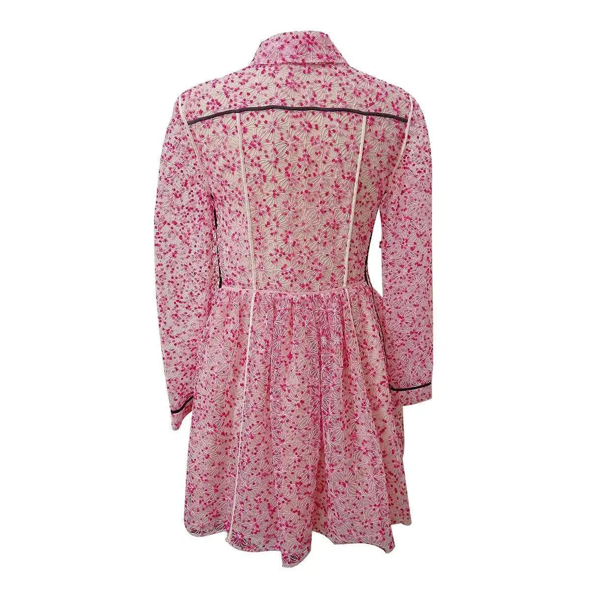 Fendi Embroidered Flower Dress Pink Size IT 40/AU 8 - Image 4