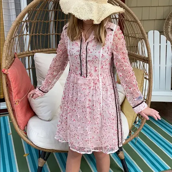 Fendi Embroidered Flower Dress Pink Size IT 40/AU 8 - Image 1