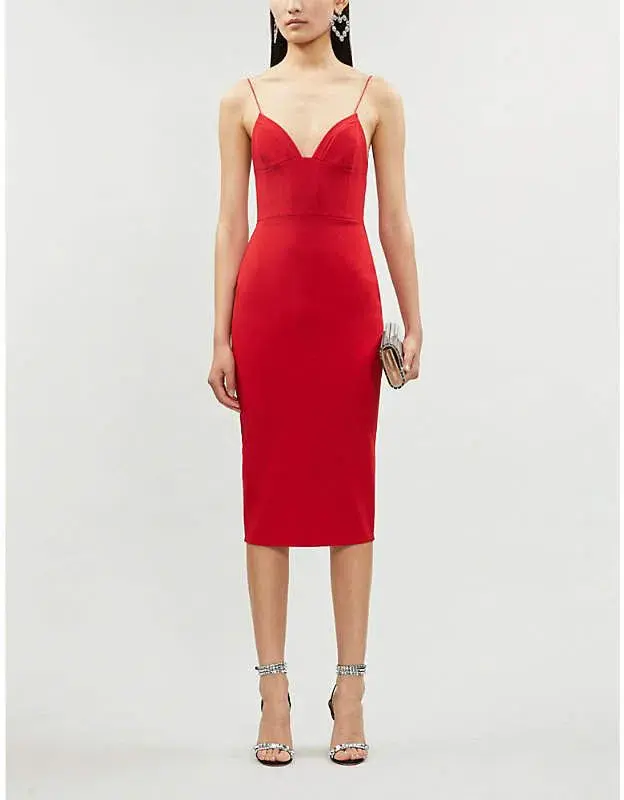 Alex Perry Mercer Stretch-ponté Bodycon Midi Dress In Red Size 6 - Image 1