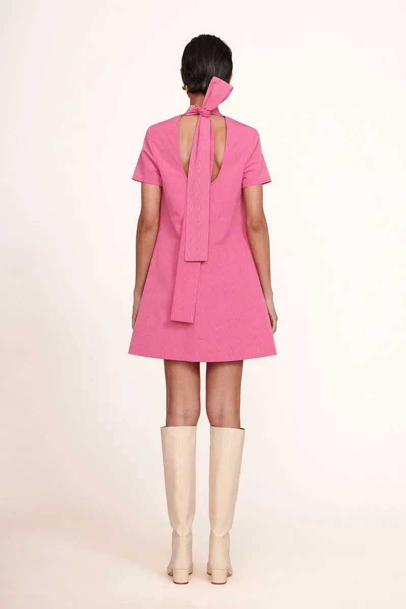 Staud Mini Ilana Bow Neck Dress Pink Size M/AU 10 - Image 2