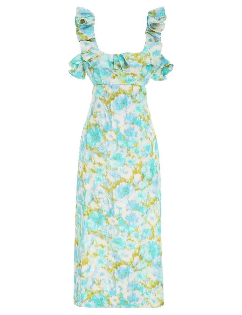 Zimmermann High Tide Frilled Midi Dress Floral Size 1/Au 10 for rent on The Volte - main image