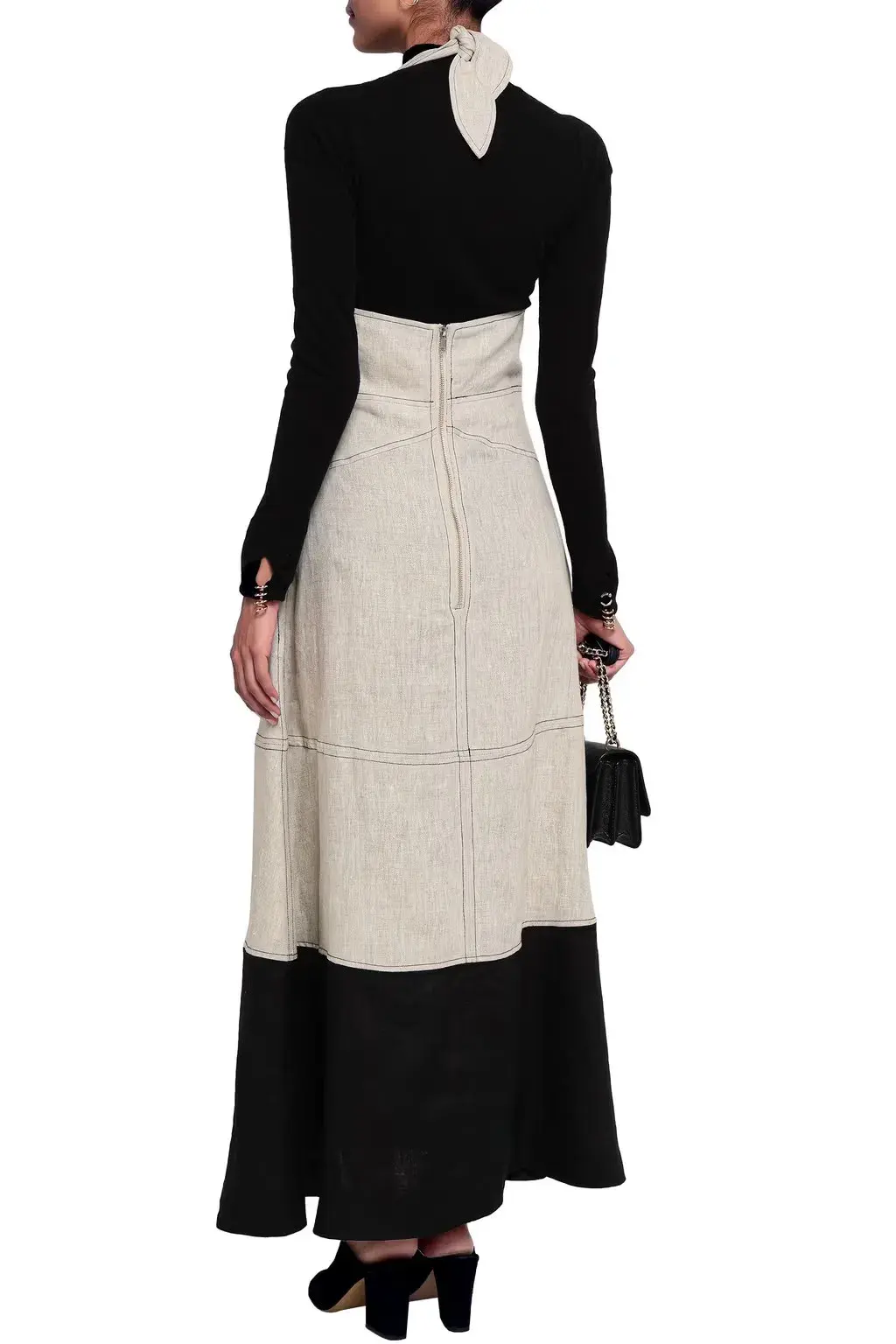 Paper London Linen Maxi Dress Grey Size 12 - Image 2